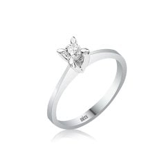 Pırlanta Tektaş Yüzük - 0,15 Karat Badem Tırnak 18 Ayar