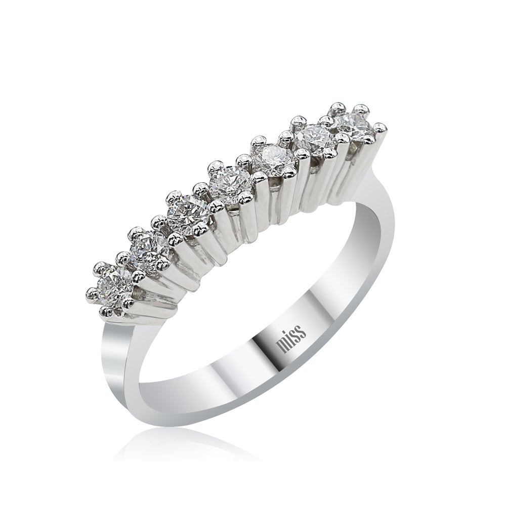 Yedi Taş Pırlanta Yüzük - 0,40 Karat G Renk 14 Ayar