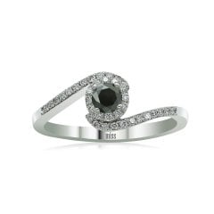 Siyah Pırlantalı Yanıtaşlı Tektaş Yüzük - 14 Ayar