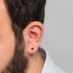 Siyah Pırlanta Erkek Küpesi - 0,16 Karat 18 Ayar