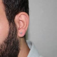 0,32 Karat Pırlanta Erkek Küpesi - G Renk 18 Ayar