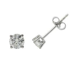 0,64 Karat Pırlanta Tektaş Küpe - G Renk 18 Ayar