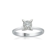 Pırlanta Tektaş Yüzük - G Renk 0,40 Karat Badem Tırnak 14 Ayar