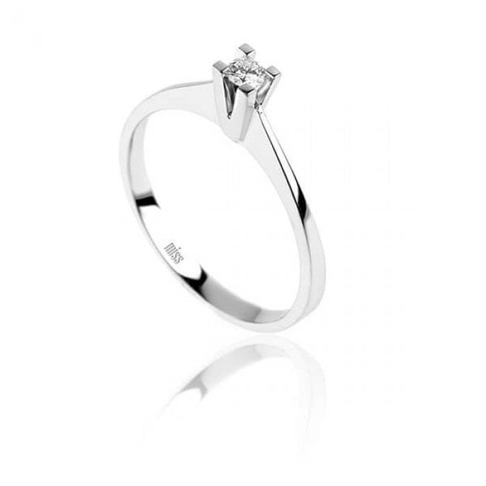 Pırlanta Tektaş Yüzük - G Renk 0,12 Karat Takoz Tırnak 14 Ayar