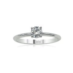 HRD Sertifikalı - Tektaş Pırlanta Yüzük - 0,30 Karat F Renk 14 Ayar