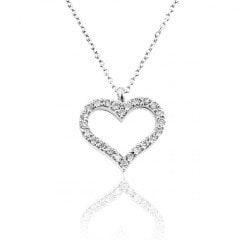 Beyaz Altınlı Kalp Kolye - 0,11 Karat, G Renk Pırlanta