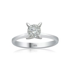 Pırlanta Tektaş Yüzük - 0,46 Karat Badem Tırnak 14 Ayar