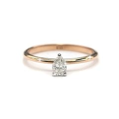 Damla Pırlanta Tektaş Yüzük - 0.27 Karat G Renk Rose 14 Ayar