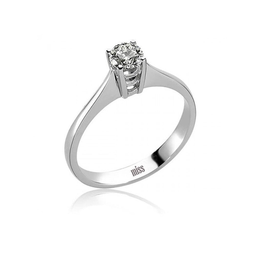 Pırlanta Tektaş Yüzük - F Renk 0,42 Karat Tel Tırnak 18 Ayar