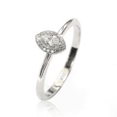 Markiz Pırlanta Tektaş Yüzük - 0,27 Karat F Renk 14 Ayar