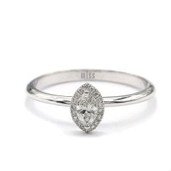 Markiz Pırlanta Tektaş Yüzük - 0,27 Karat F Renk 14 Ayar