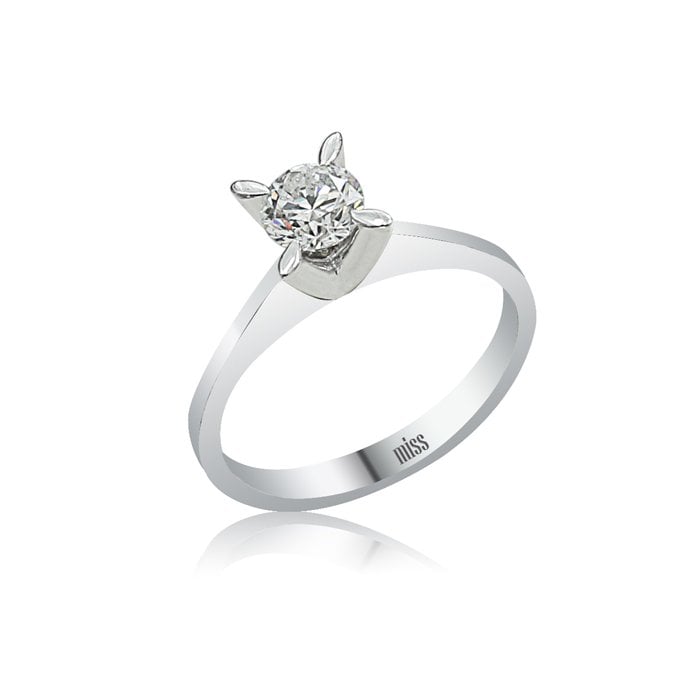 Pırlanta Tektaş Yüzük - G Renk 0,42 Karat Badem Tırnak 14 Ayar