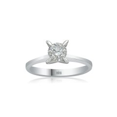 Pırlanta Tektaş Yüzük - G Renk 0,42 Karat Badem Tırnak 14 Ayar