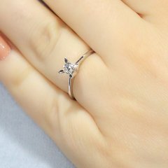 Pırlanta Tektaş Yüzük - G Renk 0,17 Karat Badem Tırnak 14 Ayar