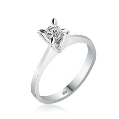 Pırlanta Tektaş Yüzük - G Renk 0,17 Karat Badem Tırnak 14 Ayar