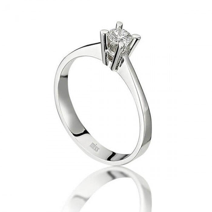 Pırlanta Tektaş Yüzük - G Renk 0,18 Karat Badem Tırnak 18 Ayar