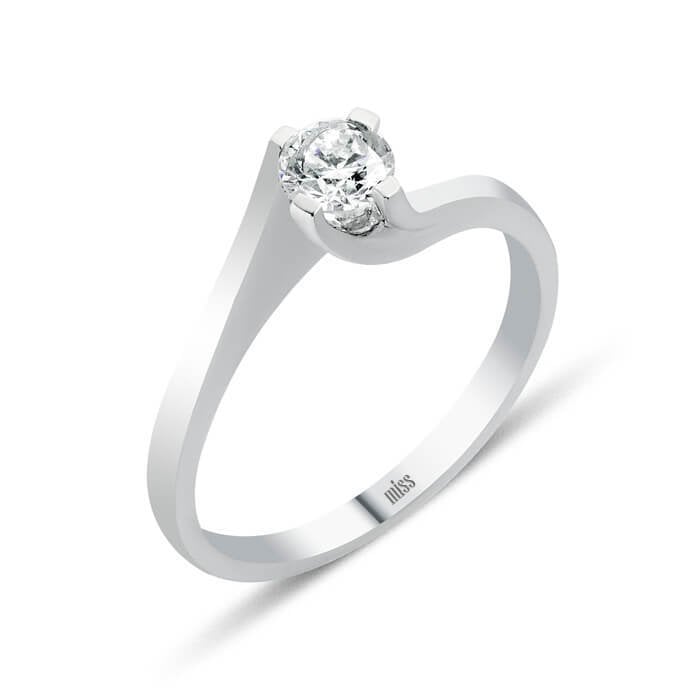 Pırlanta Tektaş Yüzük - 0,25 Karat Çapraz Tırnak 8 Ayar