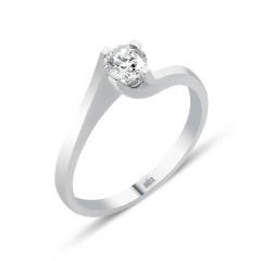 Pırlanta Tektaş Yüzük - 0,25 Karat Çapraz Tırnak 8 Ayar