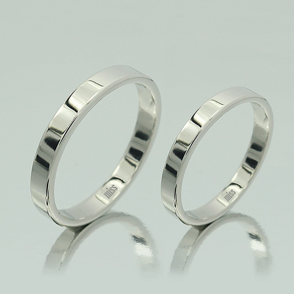 Altın Klasik Evlilik Alyansı 3mm Beyaz - Çift Alyans