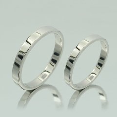 Altın Klasik Evlilik Alyansı 3mm Beyaz - Çift Alyans