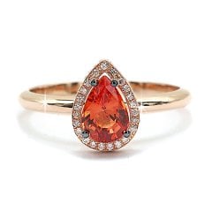 Damla Sarı Safirli Pırlanta Yüzük - 14 Ayar