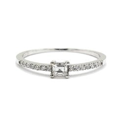 Kare Baget Kesim Pırlanta Tektaş Yüzük - 0,30 Karat 14 Ayar