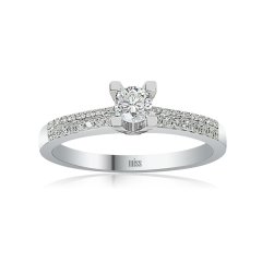 Pırlanta Tektaş Yüzük - G Renk 0,41 Karat Yanıtaşlı 18 Ayar