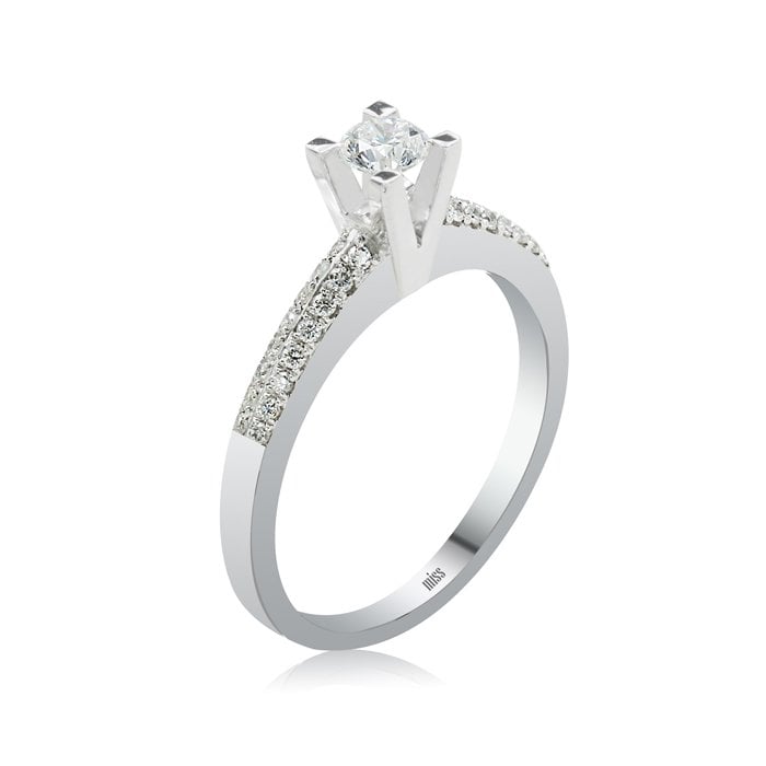 Pırlanta Tektaş Yüzük - G Renk 0,41 Karat Yanıtaşlı 18 Ayar