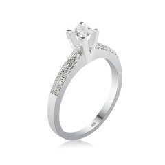 Pırlanta Tektaş Yüzük - G Renk 0,41 Karat Yanıtaşlı 18 Ayar