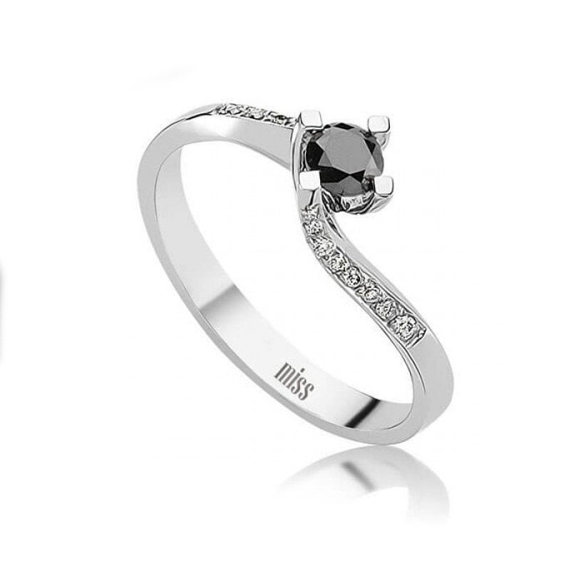 Siyah Pırlanta Tektaş Yüzük - 0,31 Karat 8 Ayar