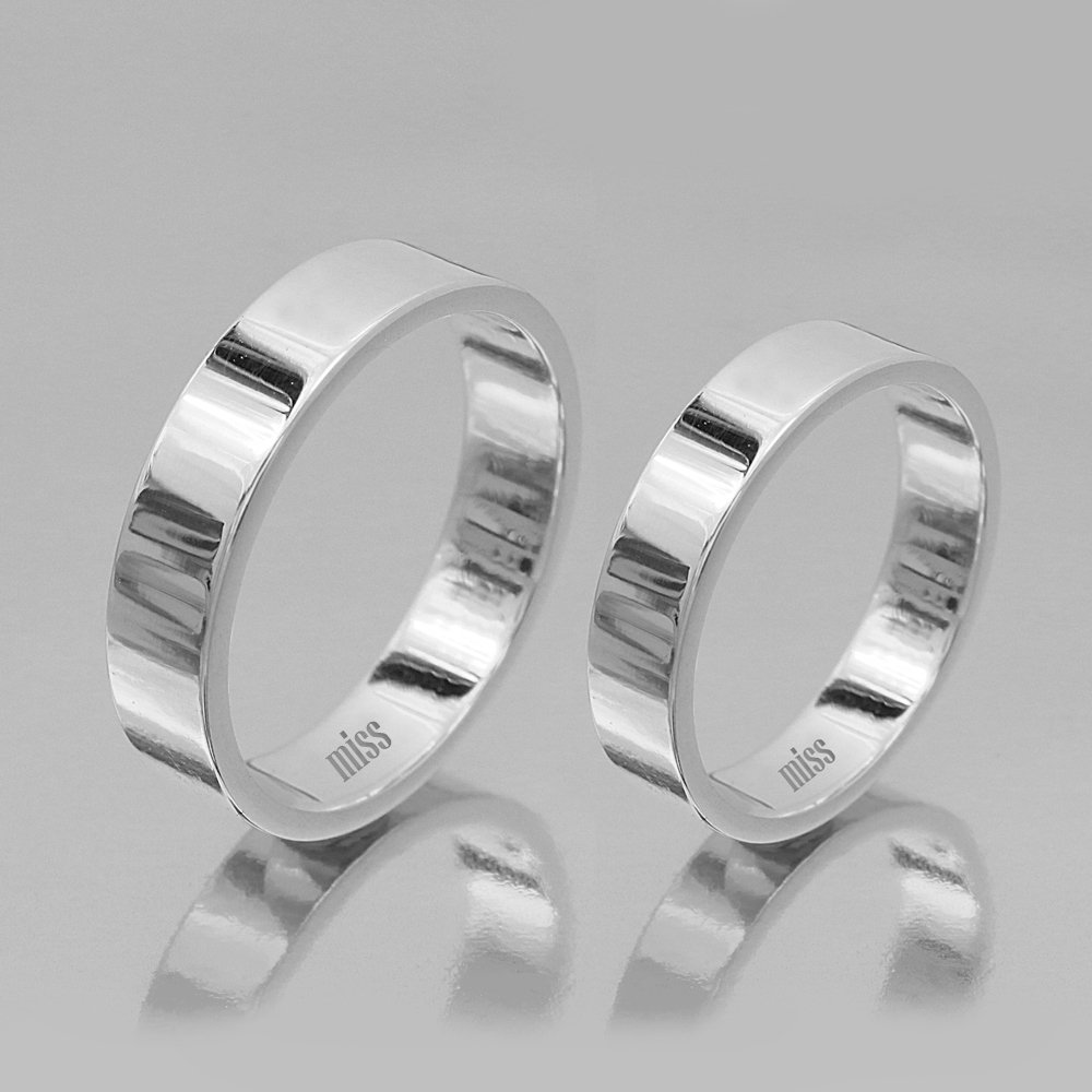 Altın Klasik Evlilik Alyansı 4 mm Beyaz - Çift Alyans