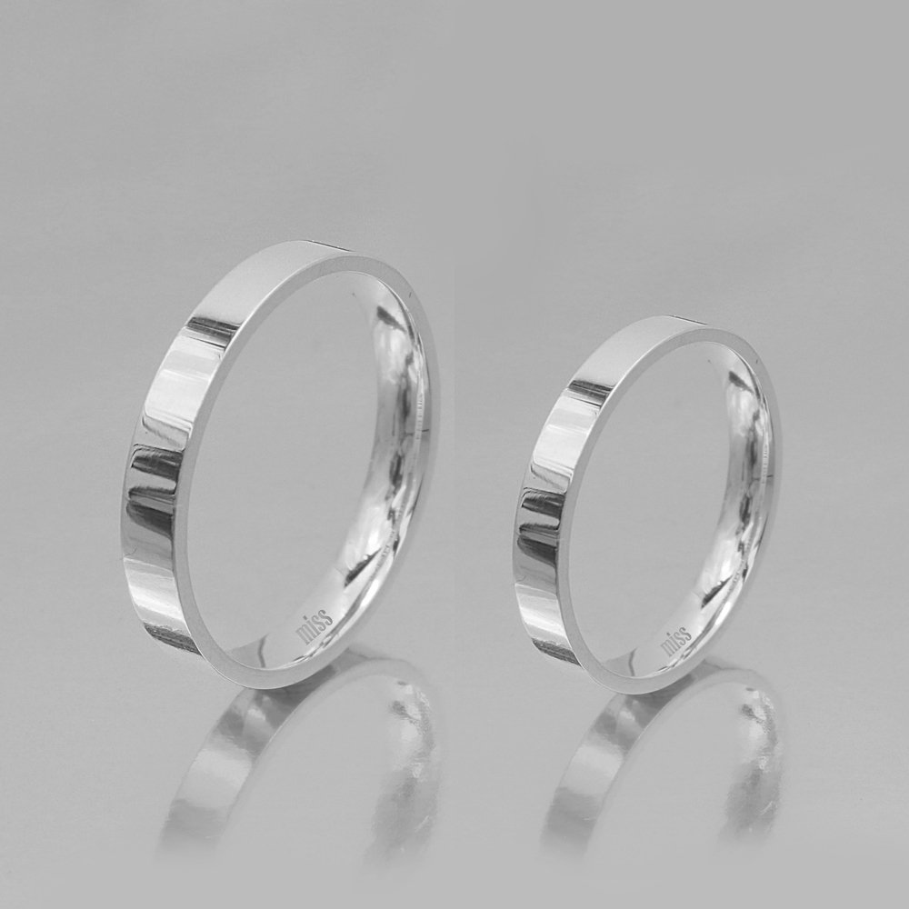 Altın Klasik Evlilik Alyansı 3mm Beyaz - Çift Alyans