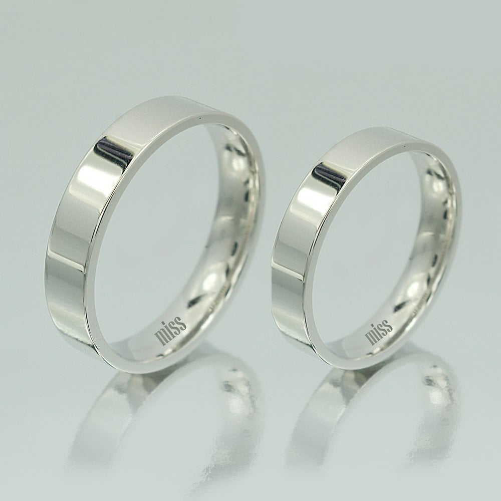 Altın Klasik Evlilik Alyansı 4mm Beyaz - Çift Alyans