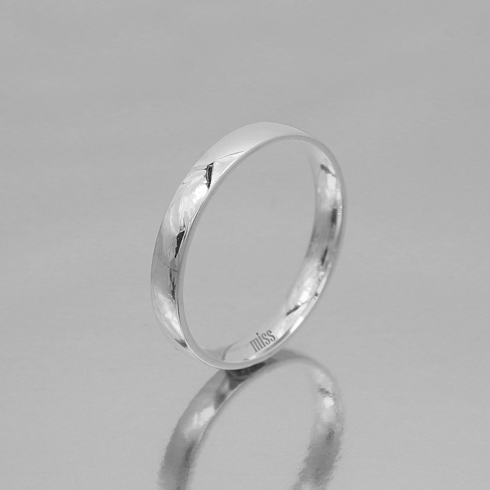 Altın Klasik Evlilik Alyansı 3mm Beyaz - Kadın Alyans 7-16 Ölçü Seçiniz