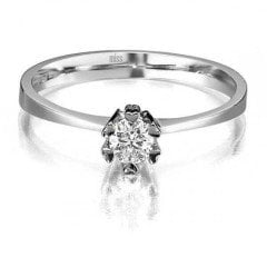 Tektaş Pırlanta Yüzük - G Renk 0,20 Karat Kalp Tırnak 18 Ayar