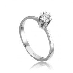 Tektaş Pırlanta Yüzük - G Renk 0,20 Karat Kalp Tırnak 18 Ayar