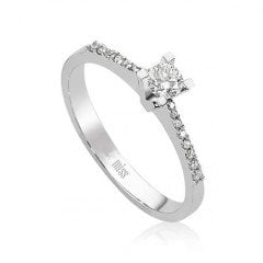 Tektaş Pırlanta Yüzük - 0,27 Karat Yanı Taşlı 14 Ayar