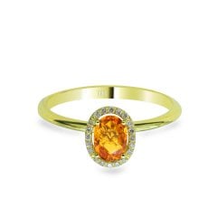 Sarı Safirli Pırlanta Yüzük - 14 Ayar - Özel Mystery Koleksiyonu