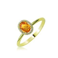 Sarı Safirli Pırlanta Yüzük - 14 Ayar - Özel Mystery Koleksiyonu