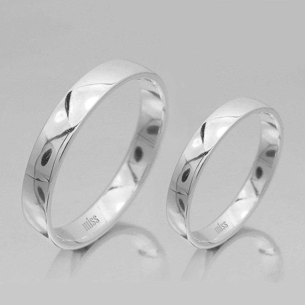 Altın Klasik Evlilik Alyansı 4MM Beyaz - Çift Alyans