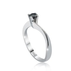 Siyah Pırlanta Tektaş Yüzük - 0,18 Karat 8 Ayar