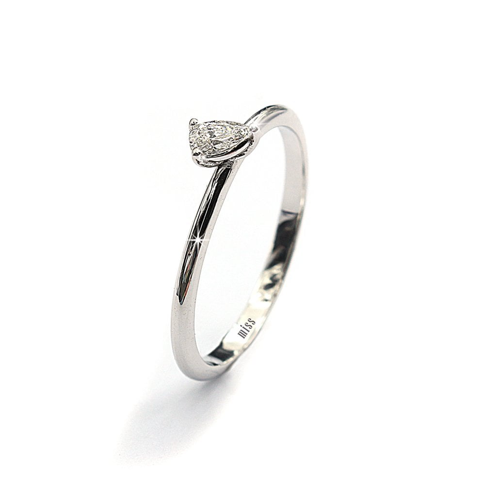 Damla Kesim Pırlanta Tektaş Yüzük - 0.13 Karat G Renk 14 Ayar