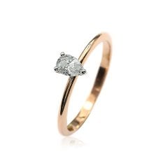 Damla Kesim Pırlanta Tektaş Yüzük - 0,23 H Renk 14 Ayar