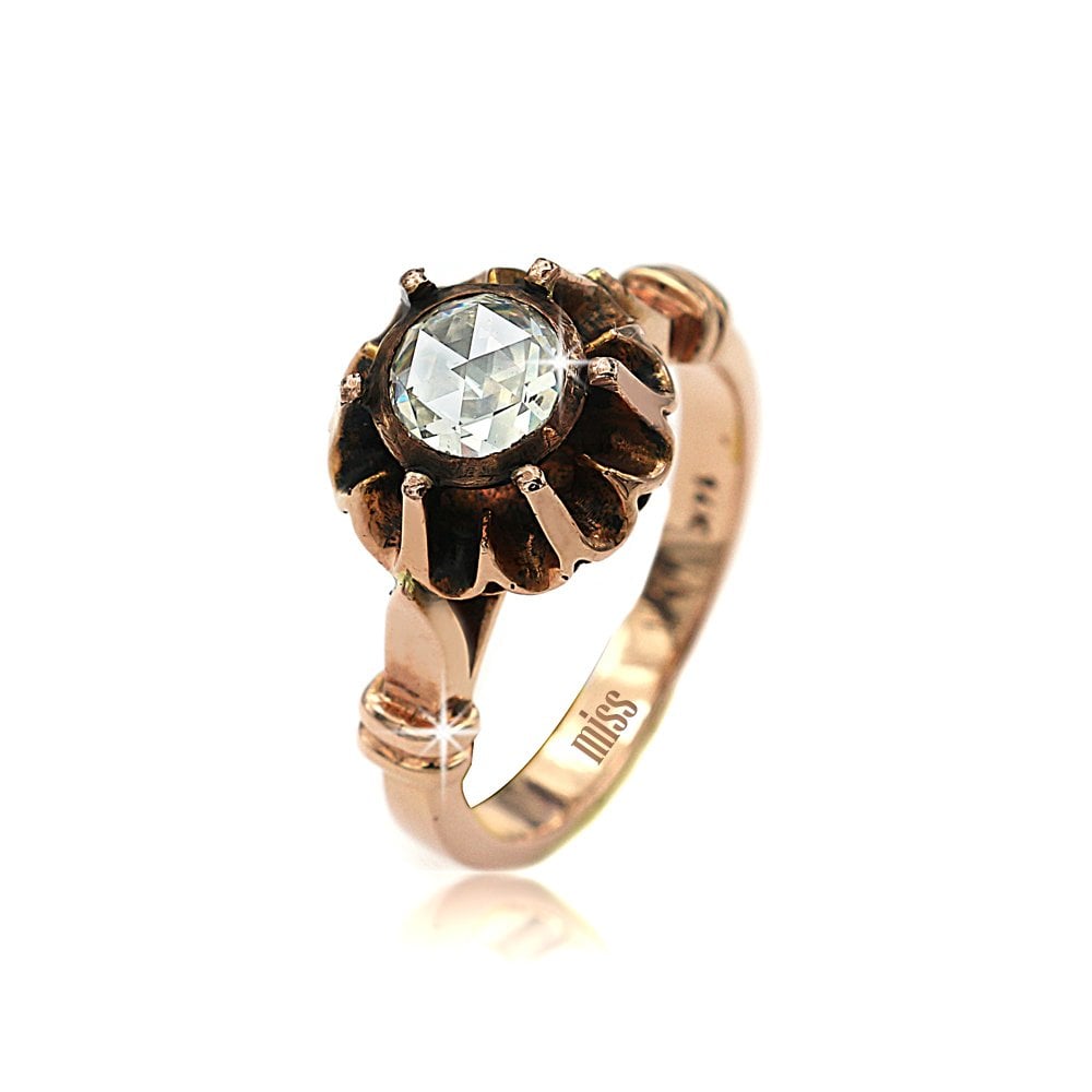 0,50 Karat Rosecut  Elmas Tektaş Yüzük 14 Ayar