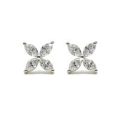 Markiz Kesim Pırlanta Fantezi Küpe - 18 Ayar