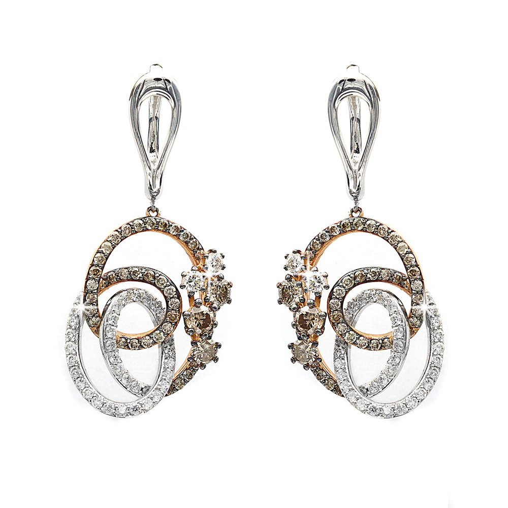 Brown Pırlantalı Sallantılı Küpe