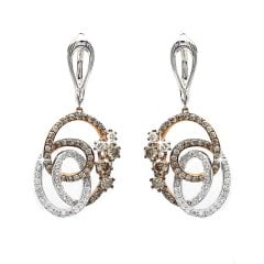 Brown Pırlantalı Sallantılı Küpe