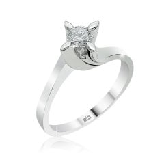 0,20 Karat Pırlanta Badem Çapraz Tektaş Yüzük