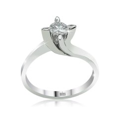 0,20 Karat Pırlanta Badem Çapraz Tektaş Yüzük