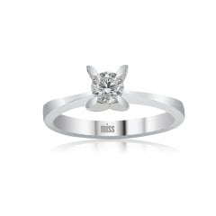 Pırlanta Tektaş Yüzük - E Renk 0,30 Karat Badem Tırnak 14 Ayar